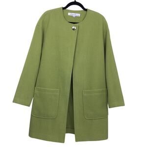 Kenneth Cole New York Single Button Collarless Soft Pea Coat Women's Size M